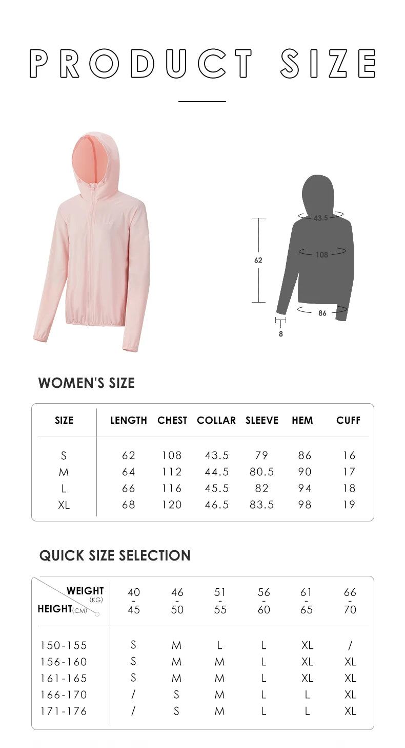 Sunscreen Jackets Women UV Protection Clothing UPF50+ Hoodie Breathable Coats, Running Cycling
