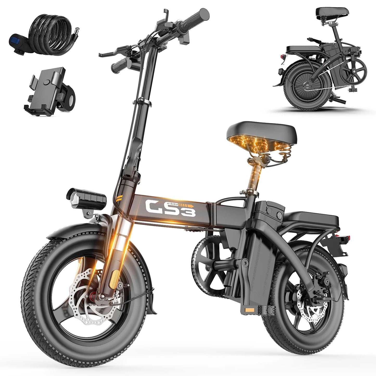 GS3 E-Bike 48V 15AH 500W Motor,20KM/H Max Speed Motorcycle Style E-bike