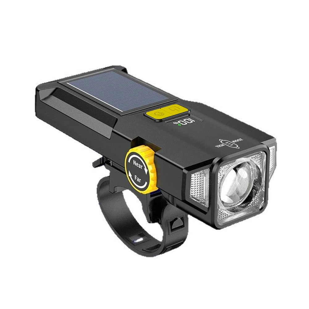 Solar Bike Front Light USB Recharge,Safety Front Lamp, Display High Brightness ,Night Riding