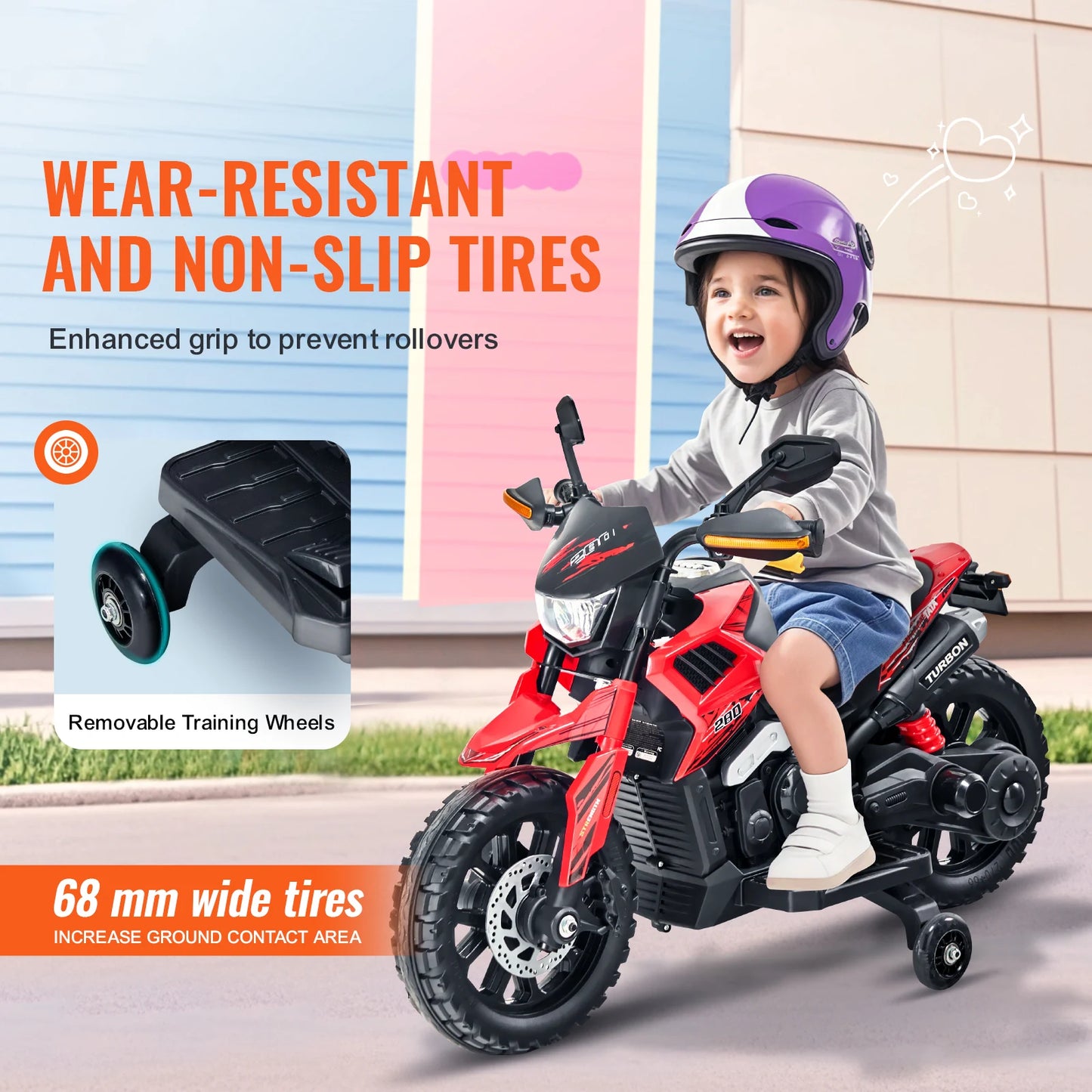 12V Children's E-Car Kids Ride On Motorcycle, Detachable Wheel Headlight Music Bluetooth,Boys Gifts