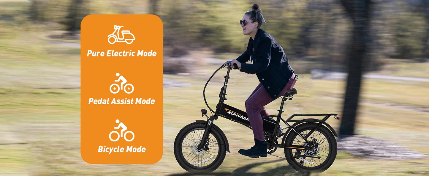 A20 E-Bicycle 1200W Peak Motor 48V10.4AH Lithium Battery Electric Bike 20*3.0 Inch Fat Tire E-bike