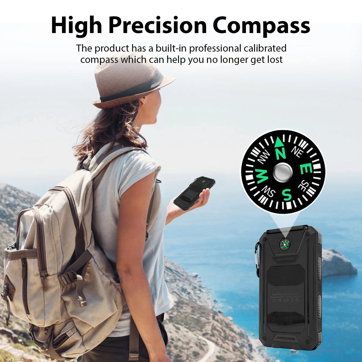 30000mAh Solar Power Bank Portable Dual 5V USB Ports 2 LED Light Flashlight Fast Charge phones ntbk