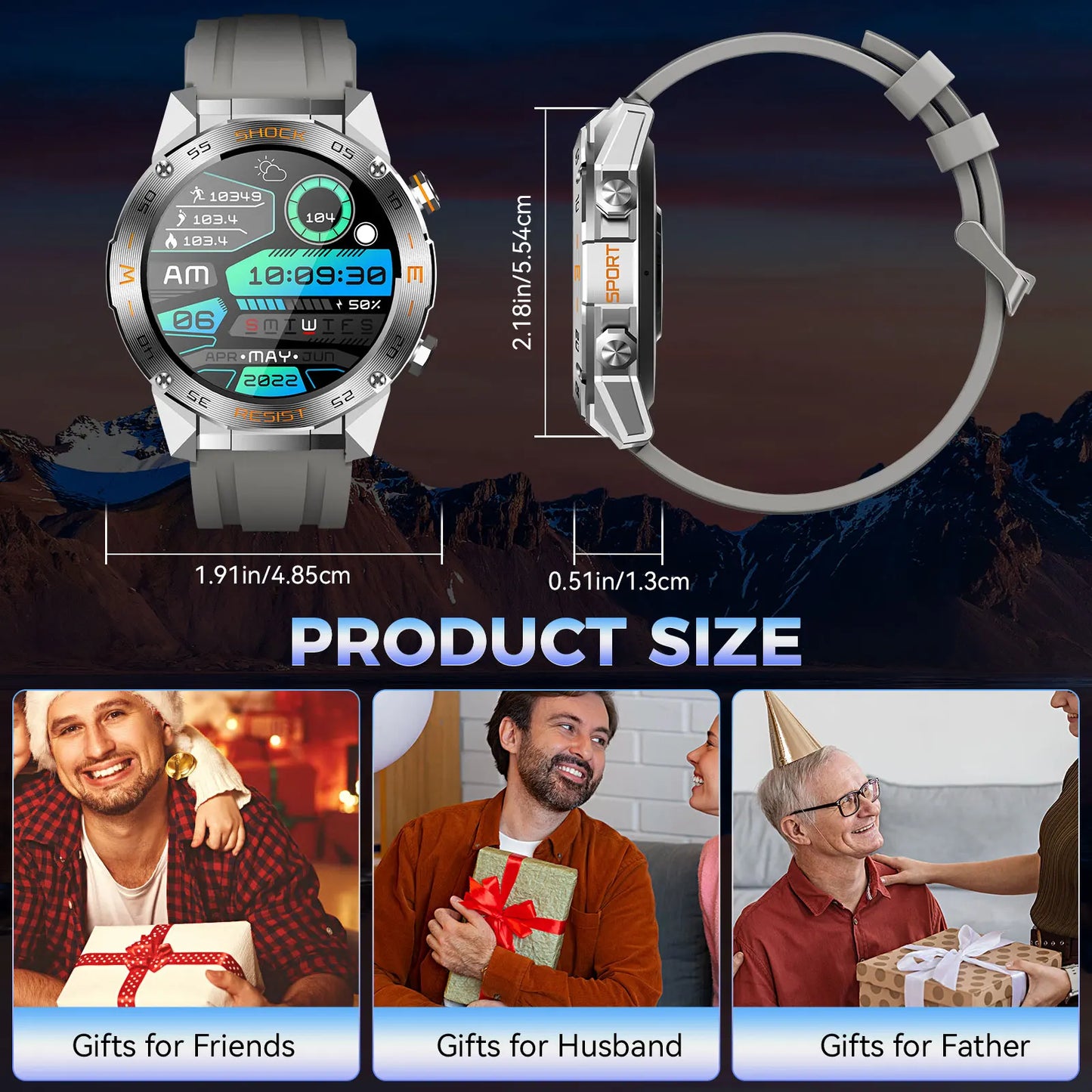 LaNikar Military Smart Watch,Men Fitness Tactical Multiple Sports Modes Heart RateSpO2 Sleep Tracker