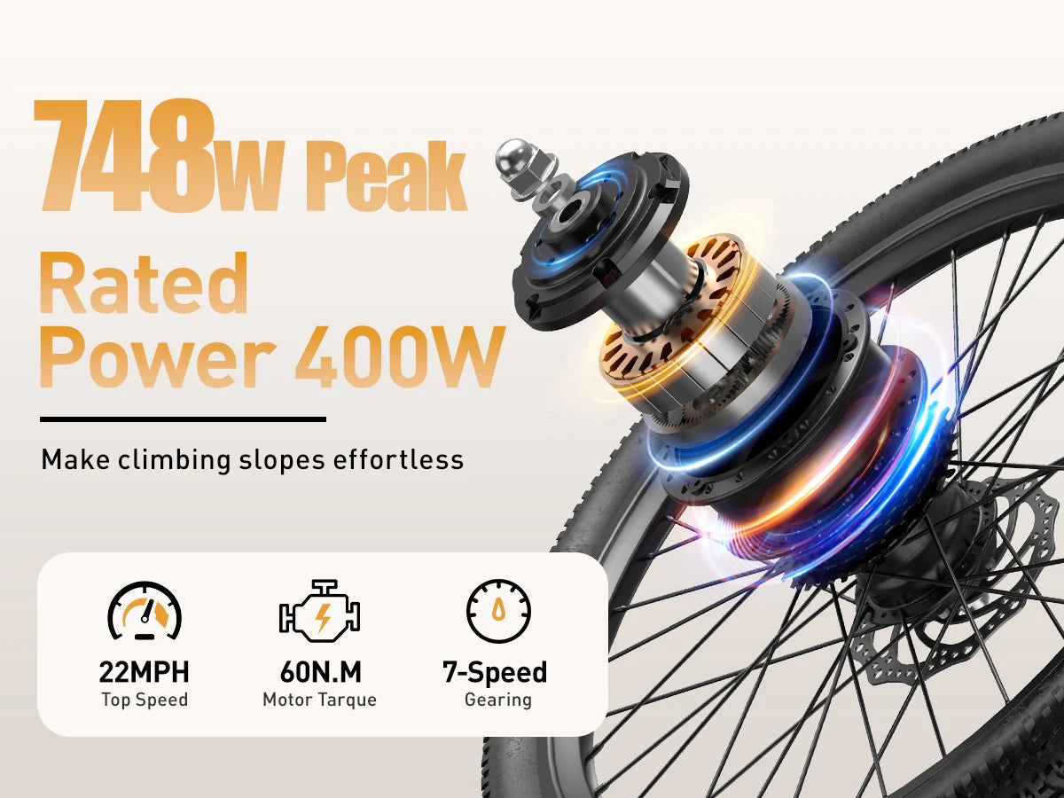 SU7 Adult E-bike 36V 15Ah Battery, 400W E-bike 24 Inch Tire Women's Electric bicycle