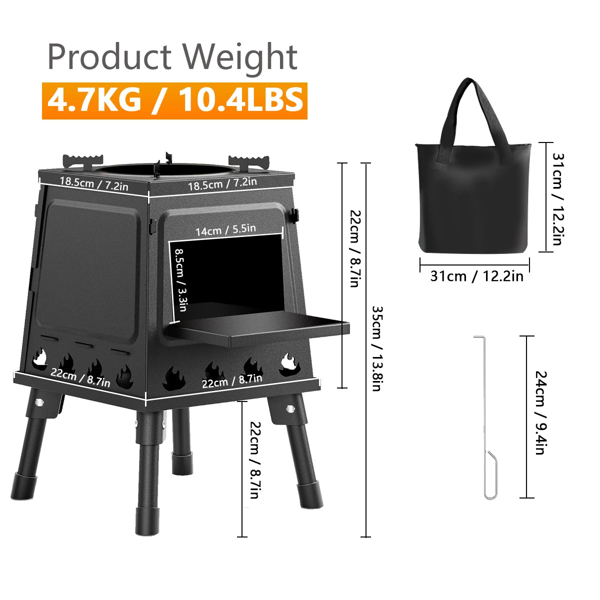 Wood Burning Camp Stove Portable Cast Iron Wood Stove For Outdoor Hiking Picnic BBQ Travel