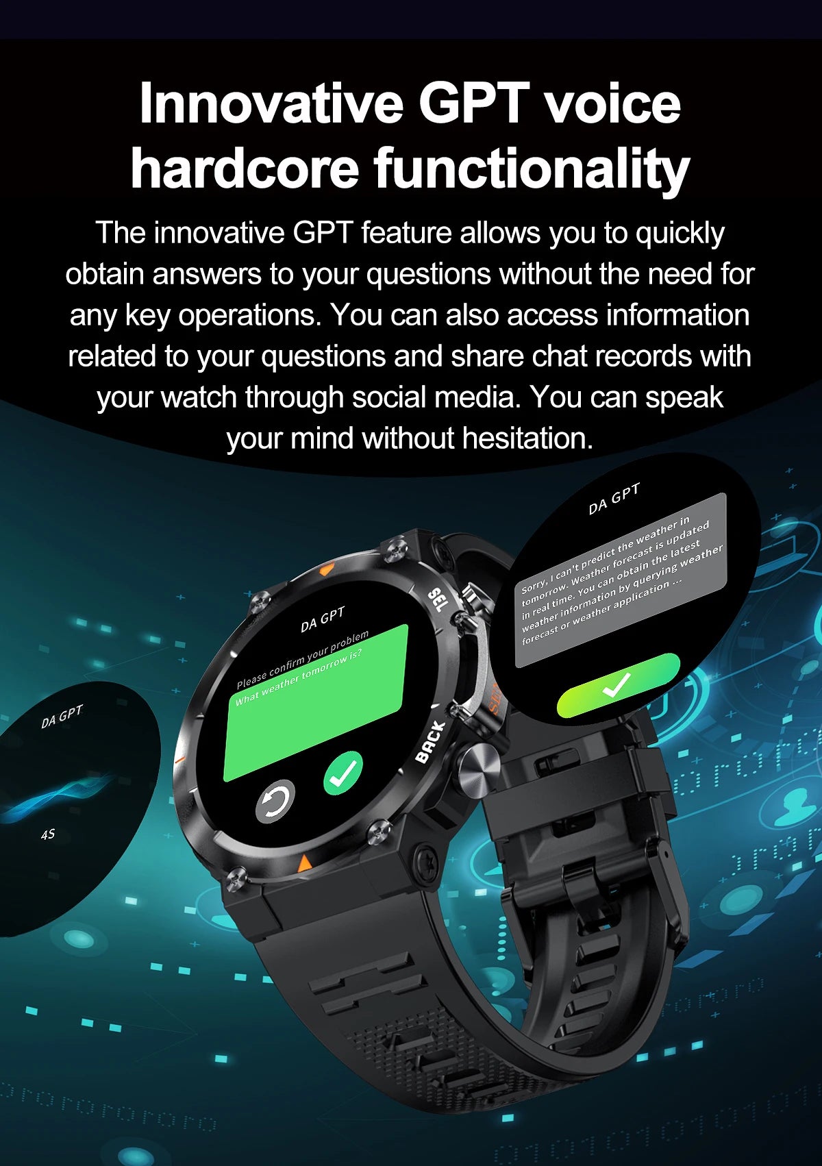 MAX18 Smart Watch AMOLED Screen AI GPT Bluetooth Call 410mAh Big Battery Fitness Tracker Men' Sport