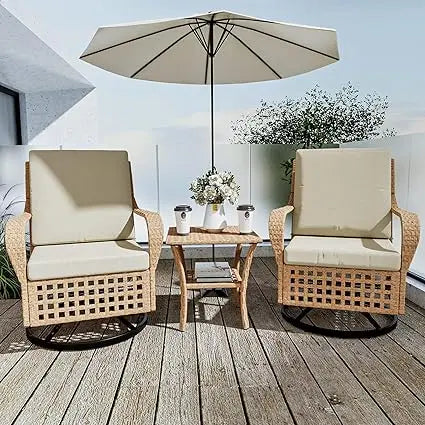 3 Piece  Swivel RockerChairs, Patio Bistro Sets, 360 Degree Swivel