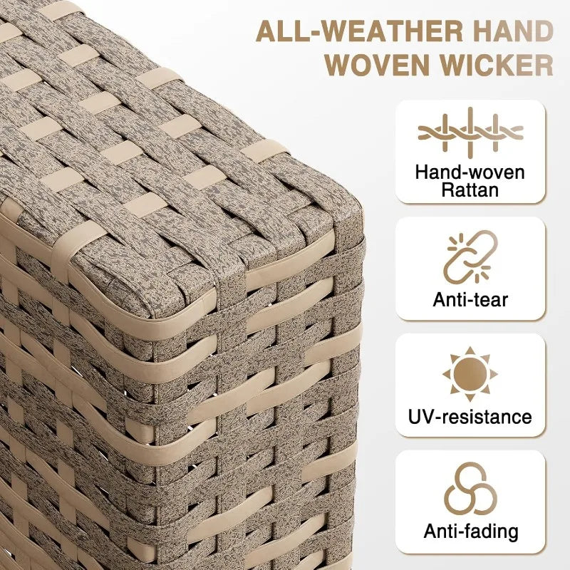 Patio Furniture.7-Piece Outdoor,Thick Cushions, Wicker Outdoor Conversation Set Sectional Sofa