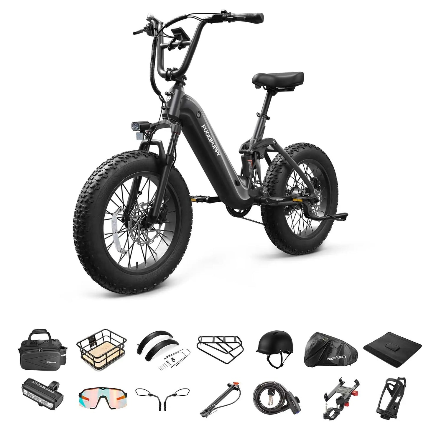 PUCKIPUPPY Corgi E-Bike Mountain20'' Fat Tire 960W 48V 20Ah Full Suspension, 2-Year Warranty