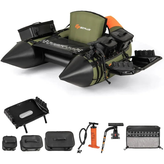 Inflatable Float Tube, Fishing Boat w/Ruler,Pump,Storage Bag,Adjustable Straps,Float Tube 4 Angling