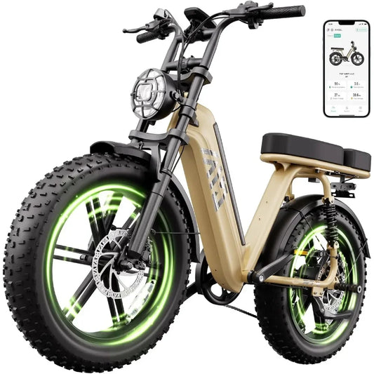 E- Bike, Adults 1500W Peak 20" Fat Tire All-Terrain, 60 Miles 28MPH E-Dirt Bike, Road Sand Mountain