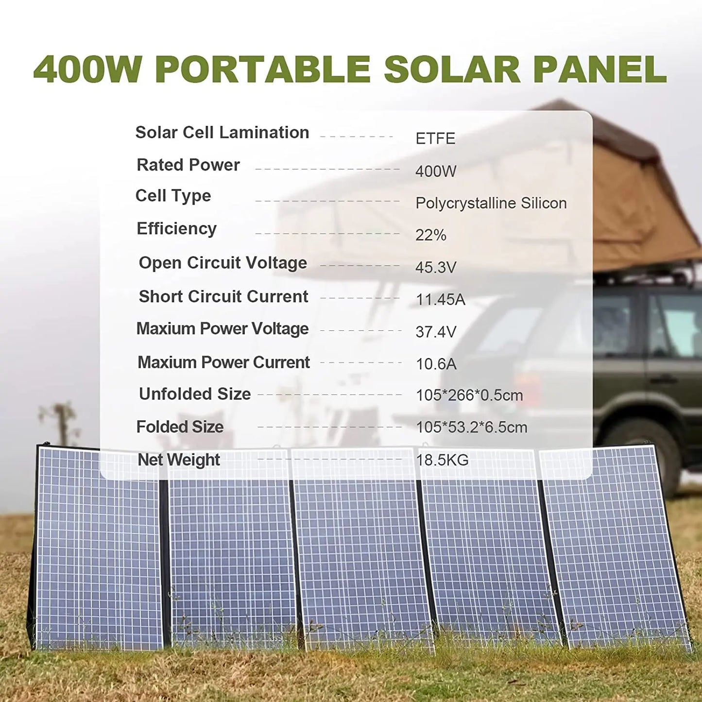 Foldable Solar Panel 400W / 200W / 140W / 100W / 60W solar generator with Output for Power Station