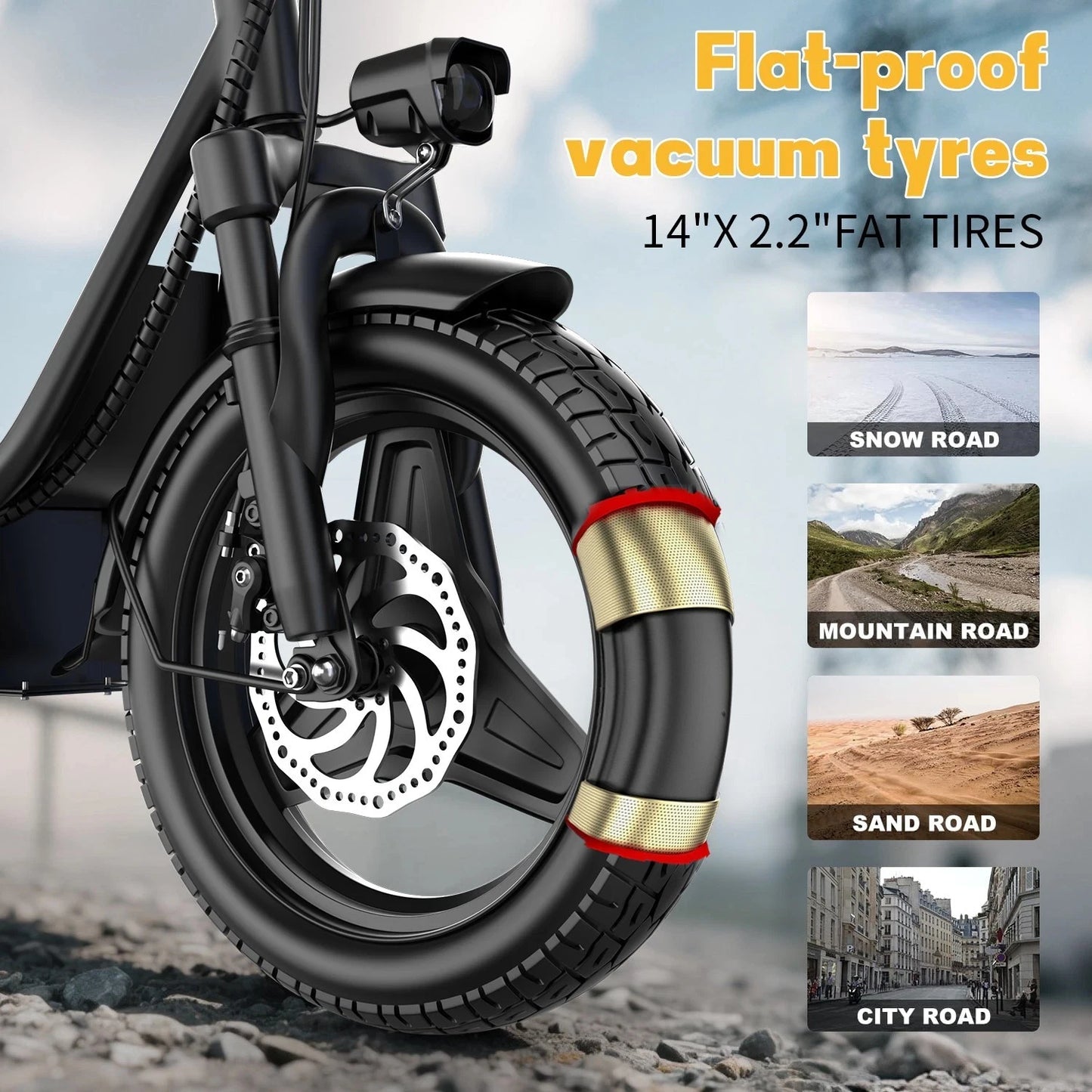 E-Bike For Adults, Folding , 250W Peak Motor, Scooter EBike With 14" Tire 48V 15AH Battery
