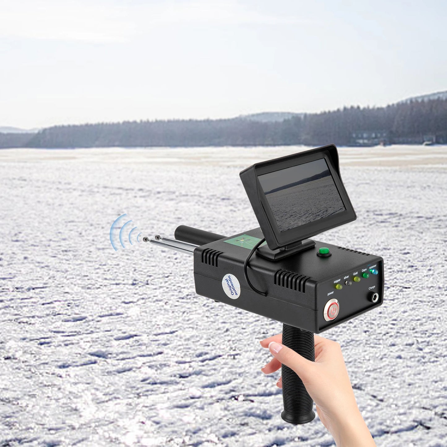 Durable Metal Detector with 3937ft Detection Range, 98.4ft Depth, Detects Gold, Silver+ LED Display,