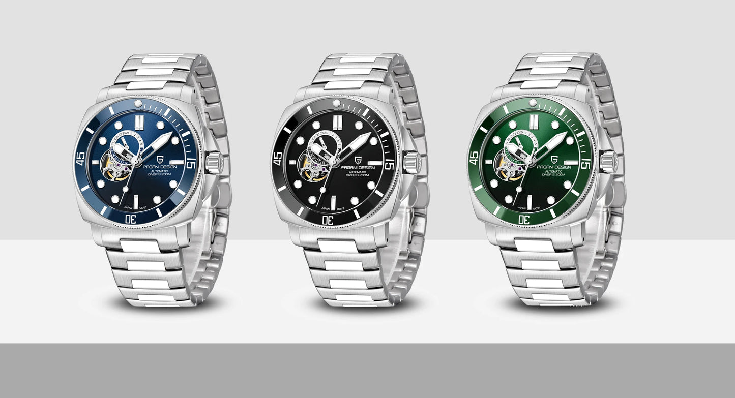 PAGANI Men's Mechanical Watch - Sapphire Crystal, Stainless Steel, Waterproof Stylish Wristwatch
