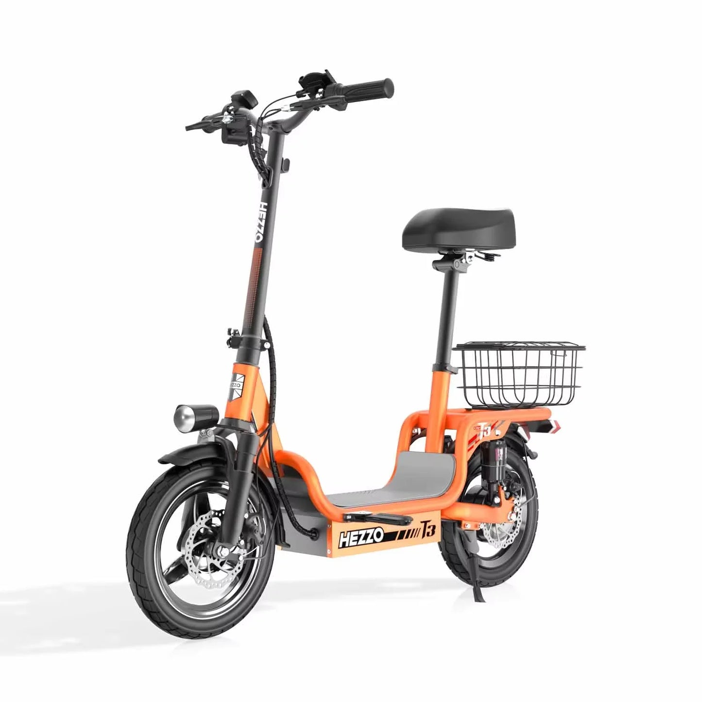 500W carbon steel front and rear dual disc brake bicycle for urban commuting with basket, adult