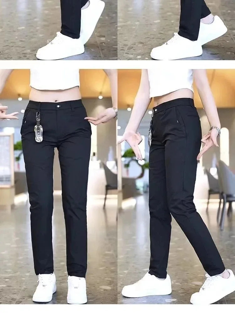 Ice Silk Men's Golf Men's Midweight Casual Pants Khaki Black Slim Straight Leg Stretch Casual