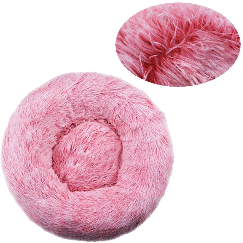Round Dog/ Cat Bed Plush Basket Washable Pet Bed for Small Medium pet