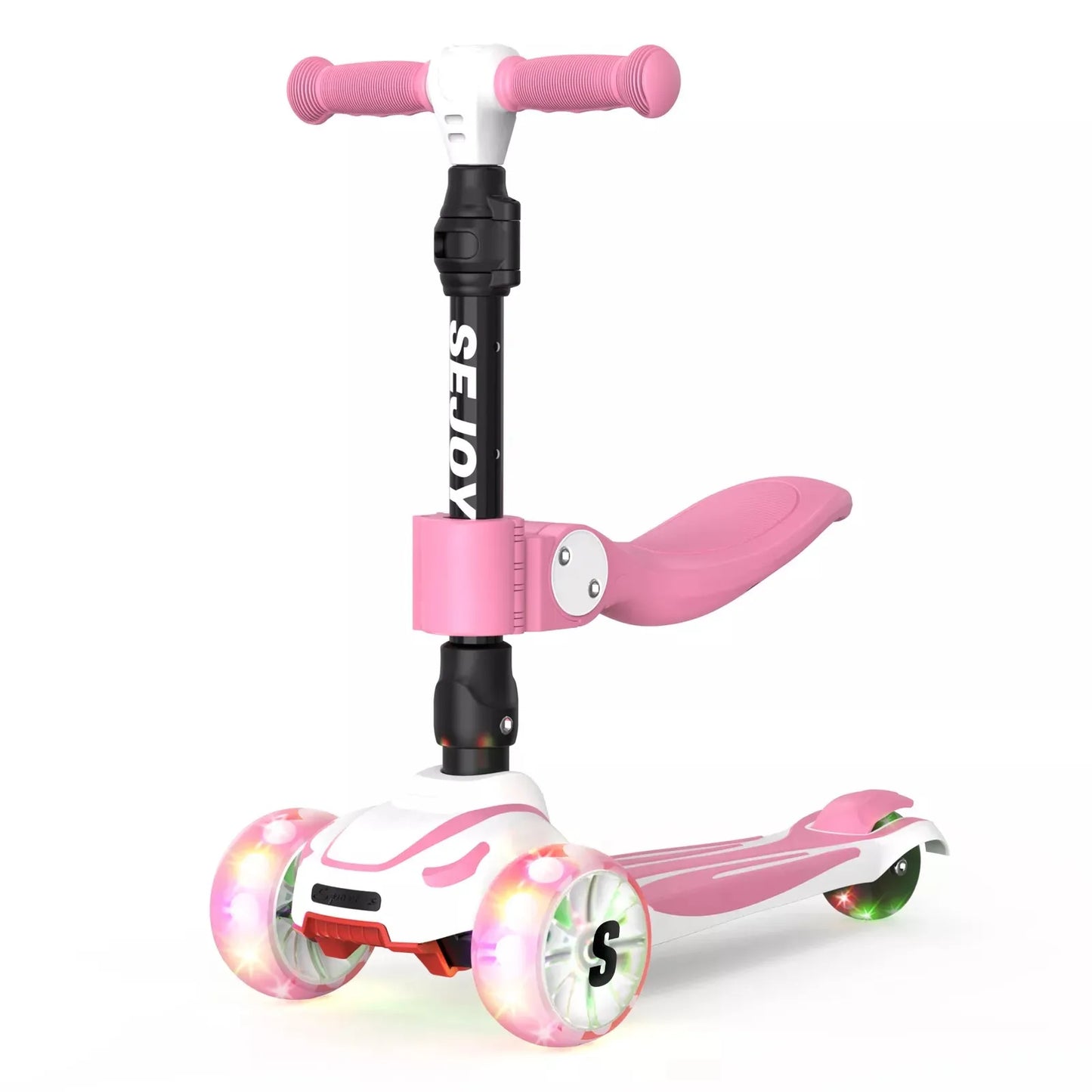 Toddler Kick Scooter,Childrens Foldable Seat Outside Bike Toy Scooter, Adjustable Height/Handlebars