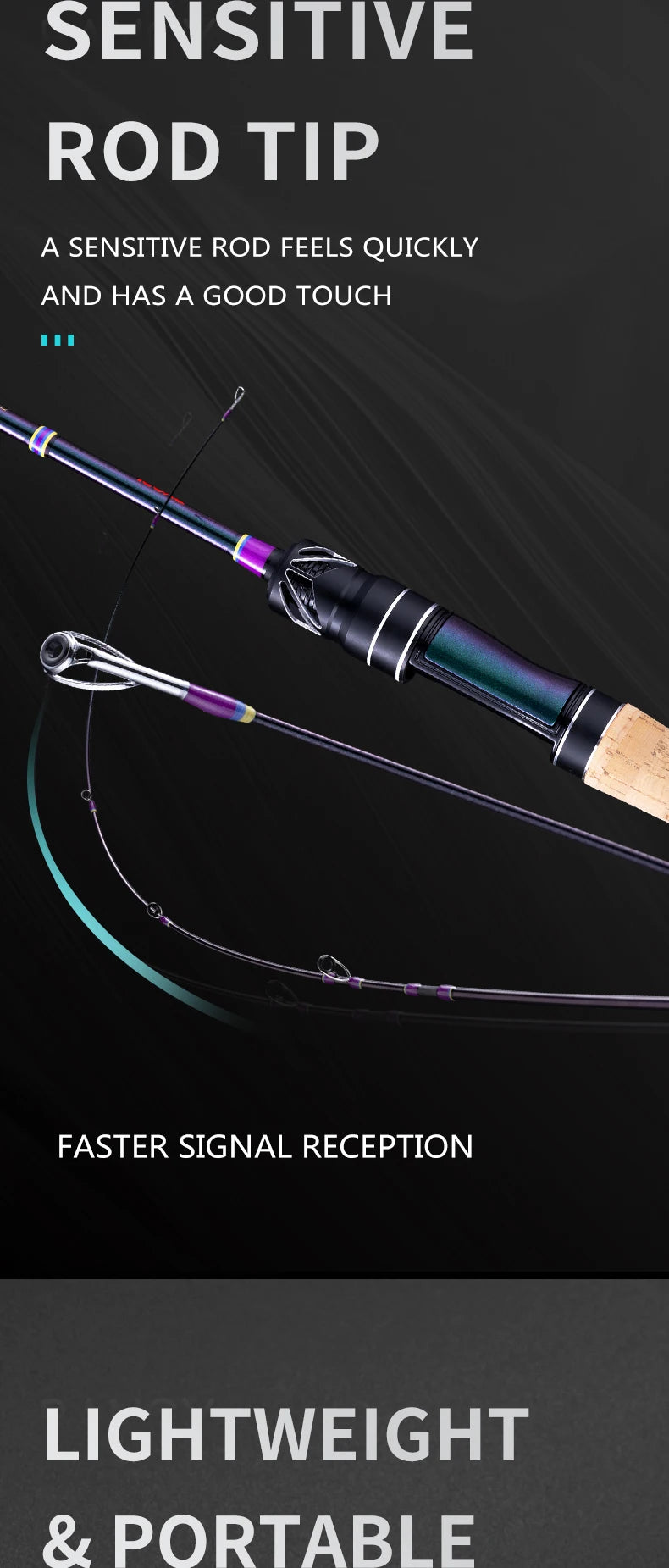 Ultralight Fishing Rod 6'/5'6" Spinning Casting 2 Pieces Stream Lightweight 24T High Carbon Fiber