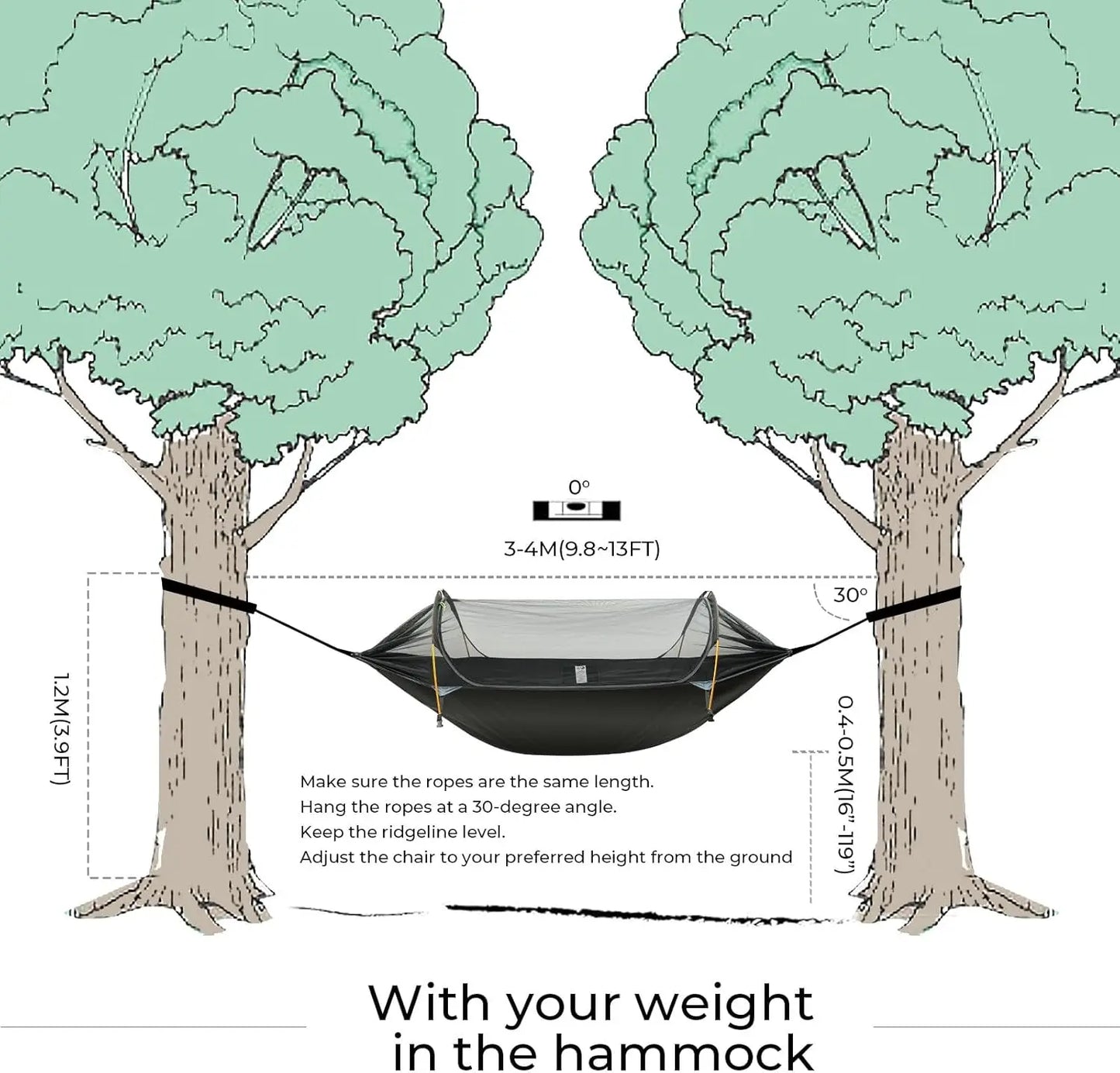 Camping Hammock Tent, Mosquito Net,RainFly, 3 in 1 Waterproof Lightweight Portable Sleeping Hammock