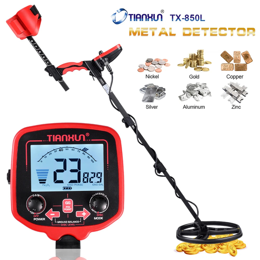 TX-850L Metal Detector Professional Depth Metal Detector High Sensitivity Gold backLight Pinpointer