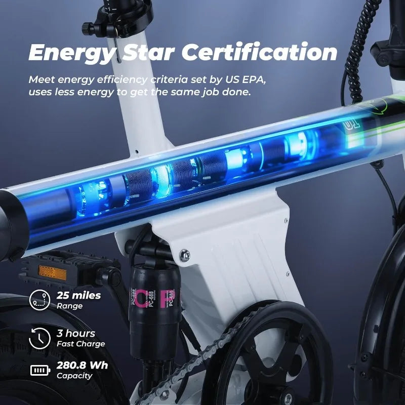 Electric Bike, Adults w/ Basket, 500W Motor, 20 mph Folding Ebike, 14"/16"  with Smart Uphill