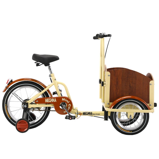 Foldable Tricycle for Kids Ages 6-12 Cargo Bike Pet Bike Reverse Tricycle  Parent-Child Bike