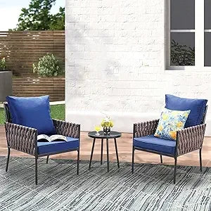 4-Piece Set, Wider Outdoor Metal Seating Sofa ,High Back & Loveseat, Coffee Table, All Weather Metal