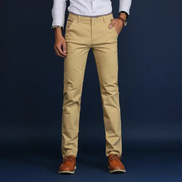 Classic Style Men Thin Casual Pants Fashion Business Cotton Solid Color Office Trousers High Quality