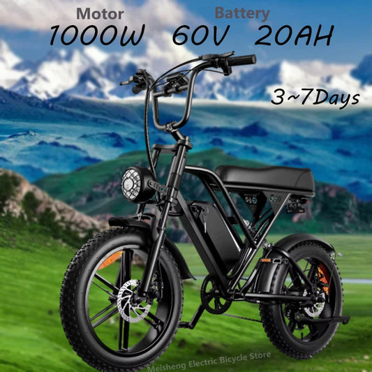 Ebike 2025 G60 Adult 1000W Powerful Motor, 48V 20AH Removable Battery, 20" All-Terrain Tires-