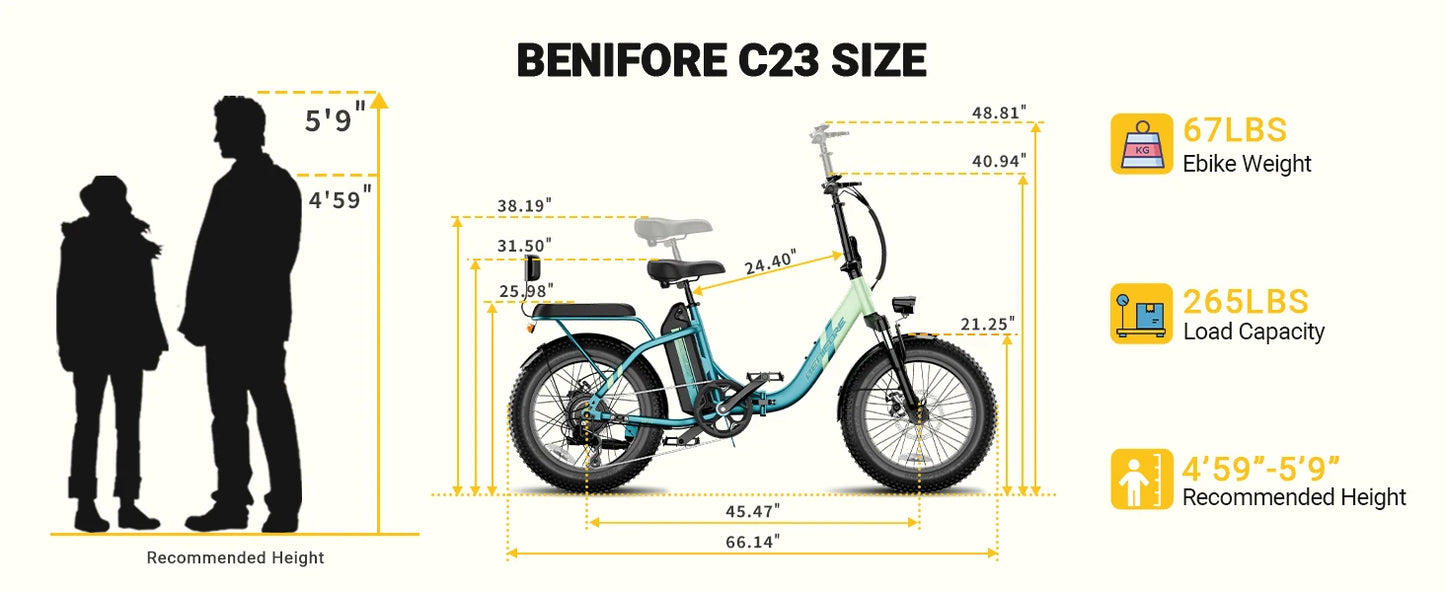City E-Bike 750W Motor 48V15AH Battery, Seat Back + Footrest Electric Bike 26*3.0-inch Fat Tire