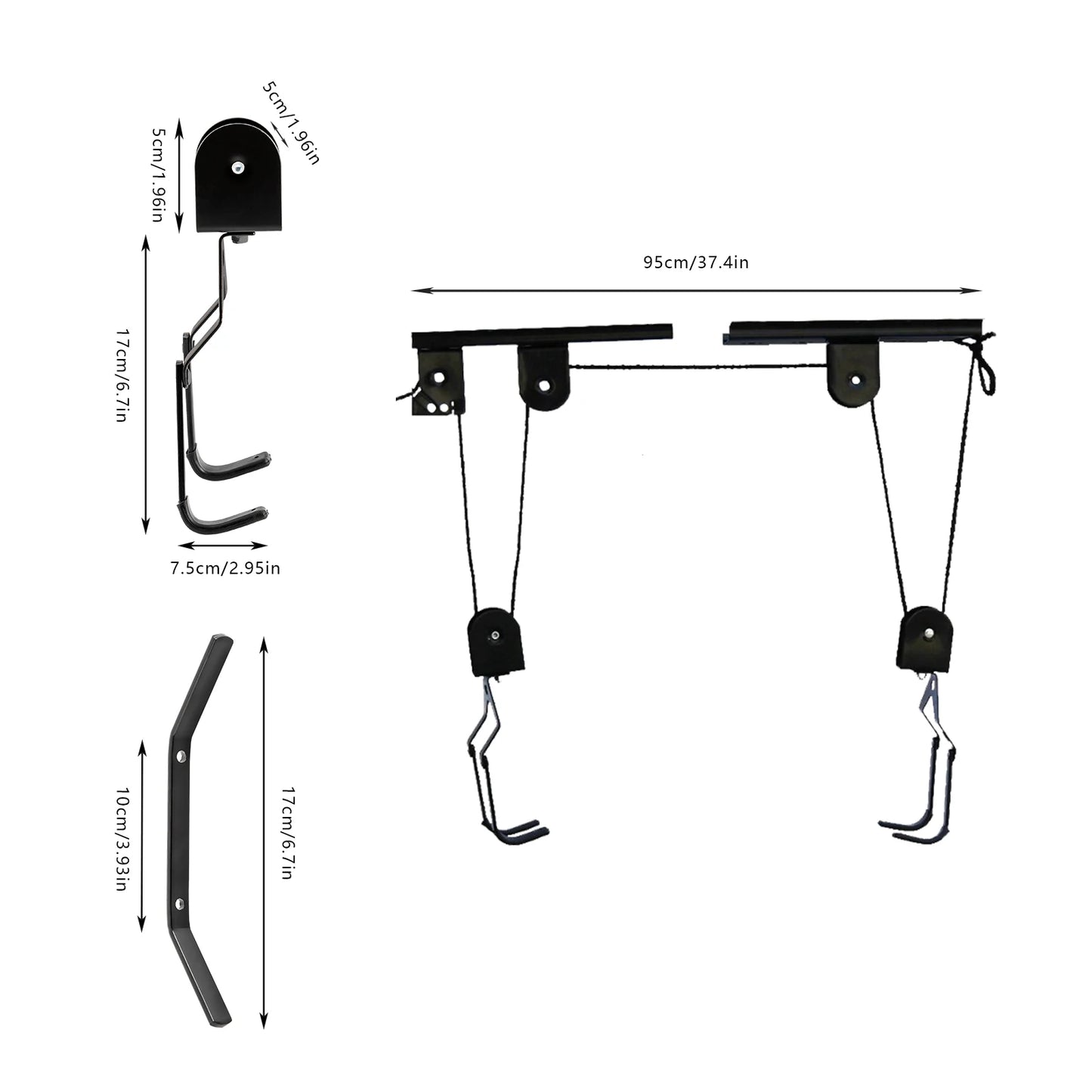 Bike Hoist for Garage Ceiling Mount Pulley System ,Bike Hangers