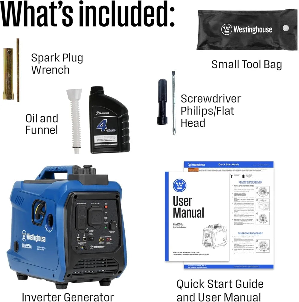 2550W Super Quiet Portable Inverter Generator, RV Ready 30A Outlet, GAS Power,CO Sensor,NOT SOLAR