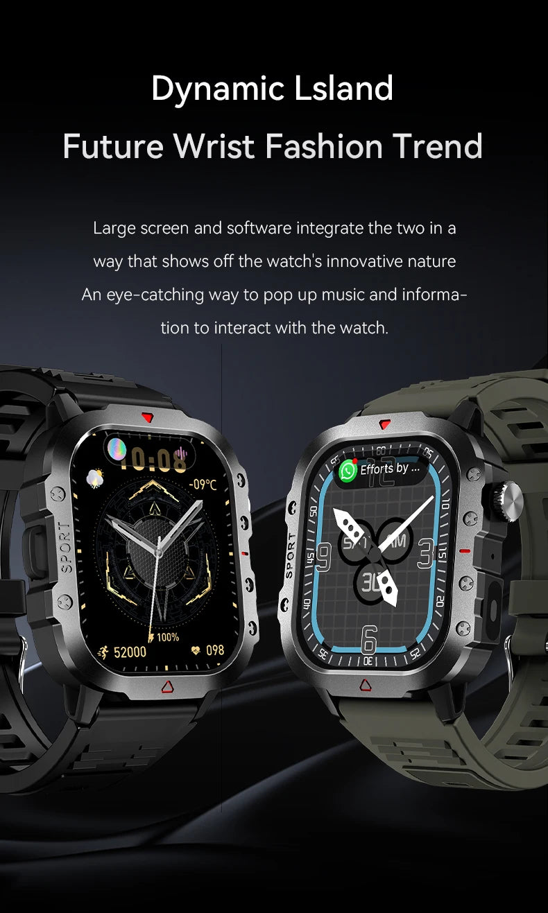 Smart Watch Bluetooth Voice Call LED Flashlight Health Monitor Outdoor Sports Smart