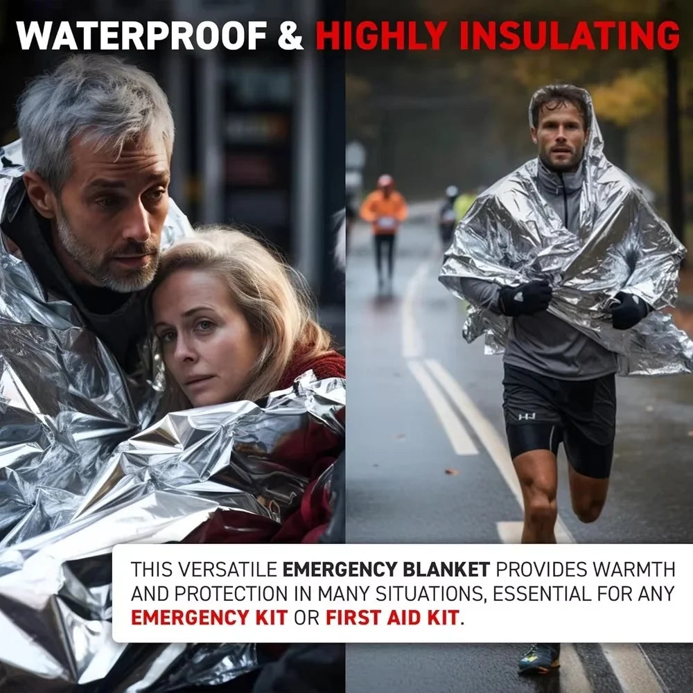 15-1Pcs Emergency Thermal Blanket Waterproof Windproof Sunshade Rescue Blanket survive Mat Pad