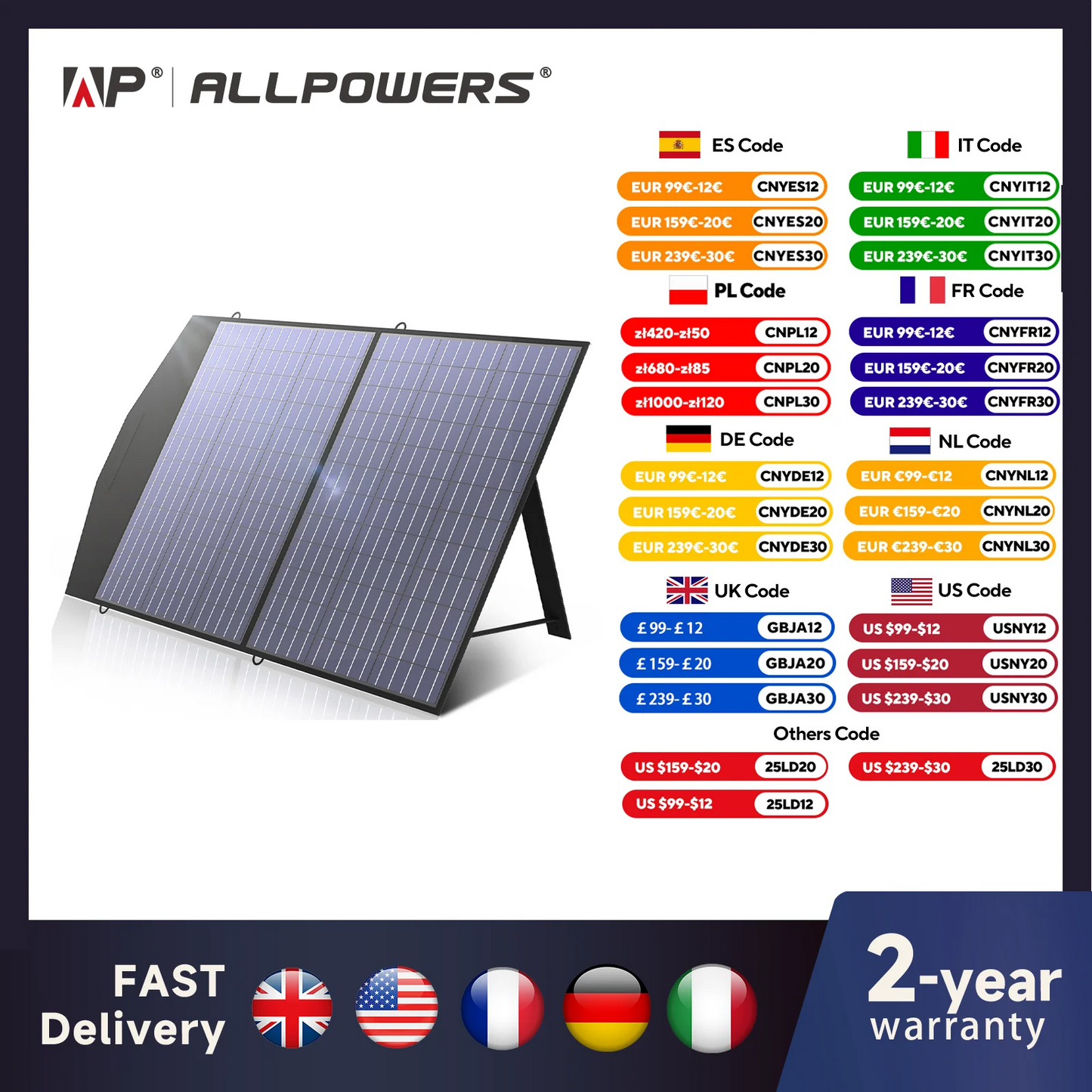 Solar Charger 18V 100W Foldable Solar Panel For Portable Power Station/Generator Outdoor Travel Camping