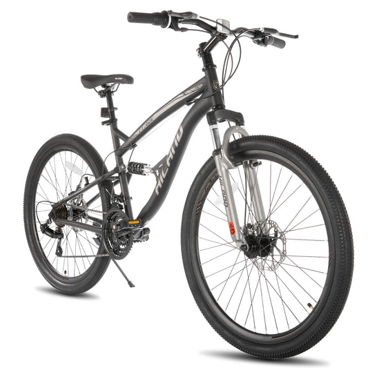 Full Suspension Mens Mountain Bike, 21 Speed, 26 Inch Wheel, Dual Disc Brake Adult Bicycle
