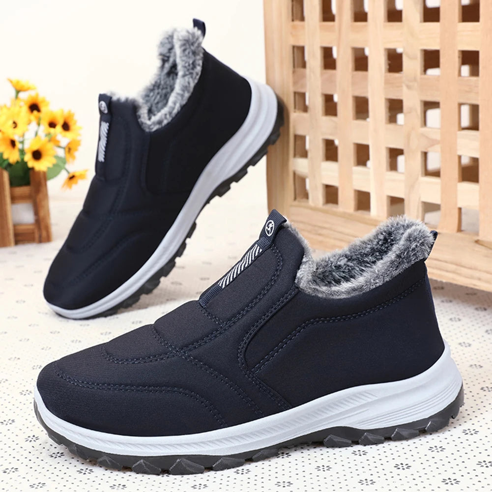 Mens Snow Boots Lightweight Thermal Ankle Boots Comfortable Slip On SneakersThick Fur