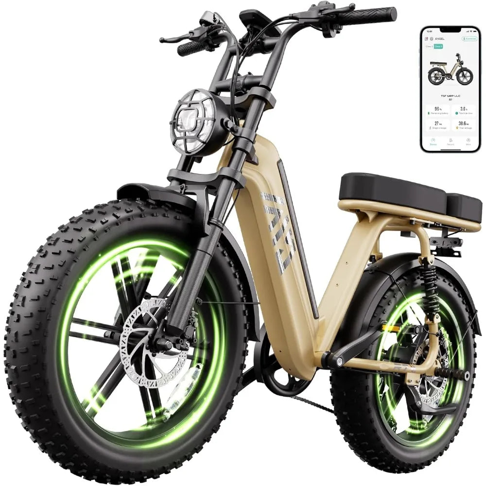E- Bike, Adults 1500W Peak 20" Fat Tire All-Terrain, 60 Miles 28MPH E-Dirt Bike, Road Sand Mountain