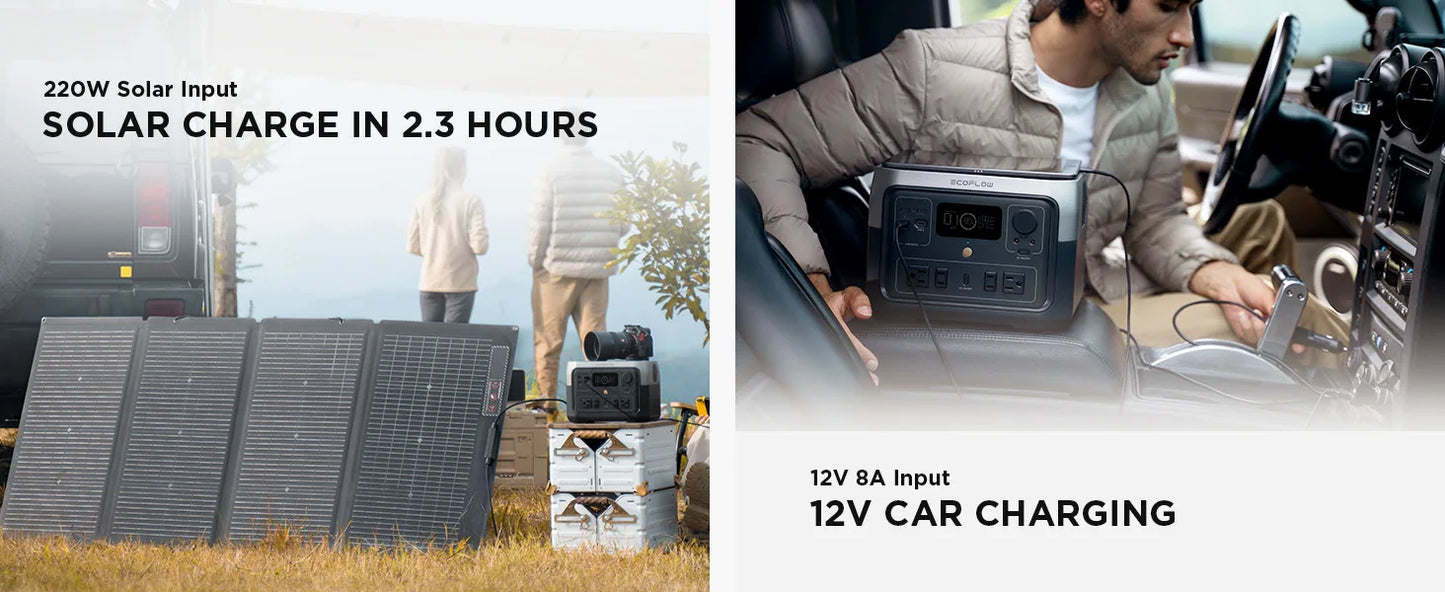 Portable Power Station' 2 Max, 499Wh/512Wh LiFePO4 Battery/ 1 Hour Fast Charge upto 1000W Output