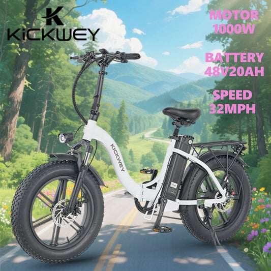 L20 Folding E-Bicycle 1000w Motor 48V Removable Battery ,Adult 20 Inch Fat Tire Foldable E Bike