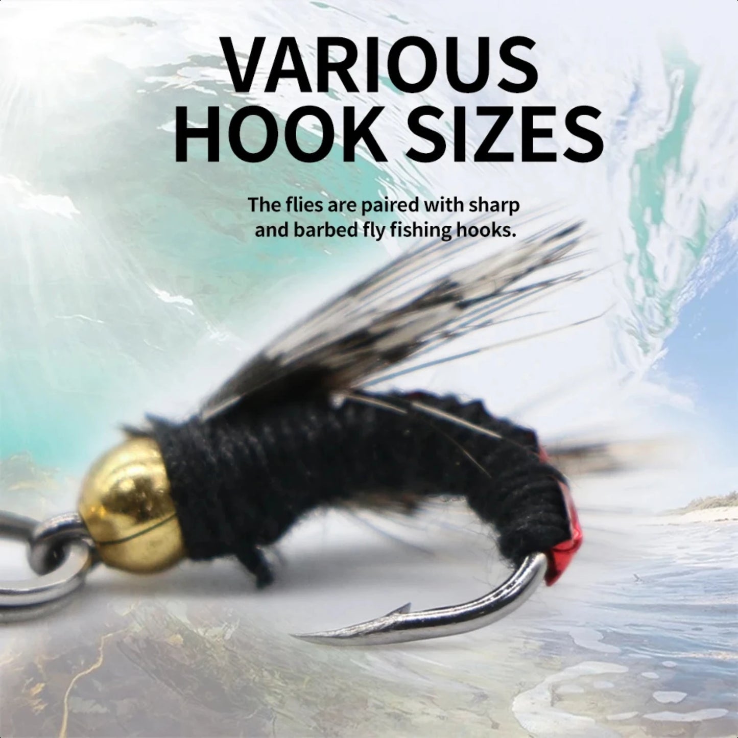 10pcs 8# Fly Fishing Bait Sets 4-color Micro Fly Fishing Spool