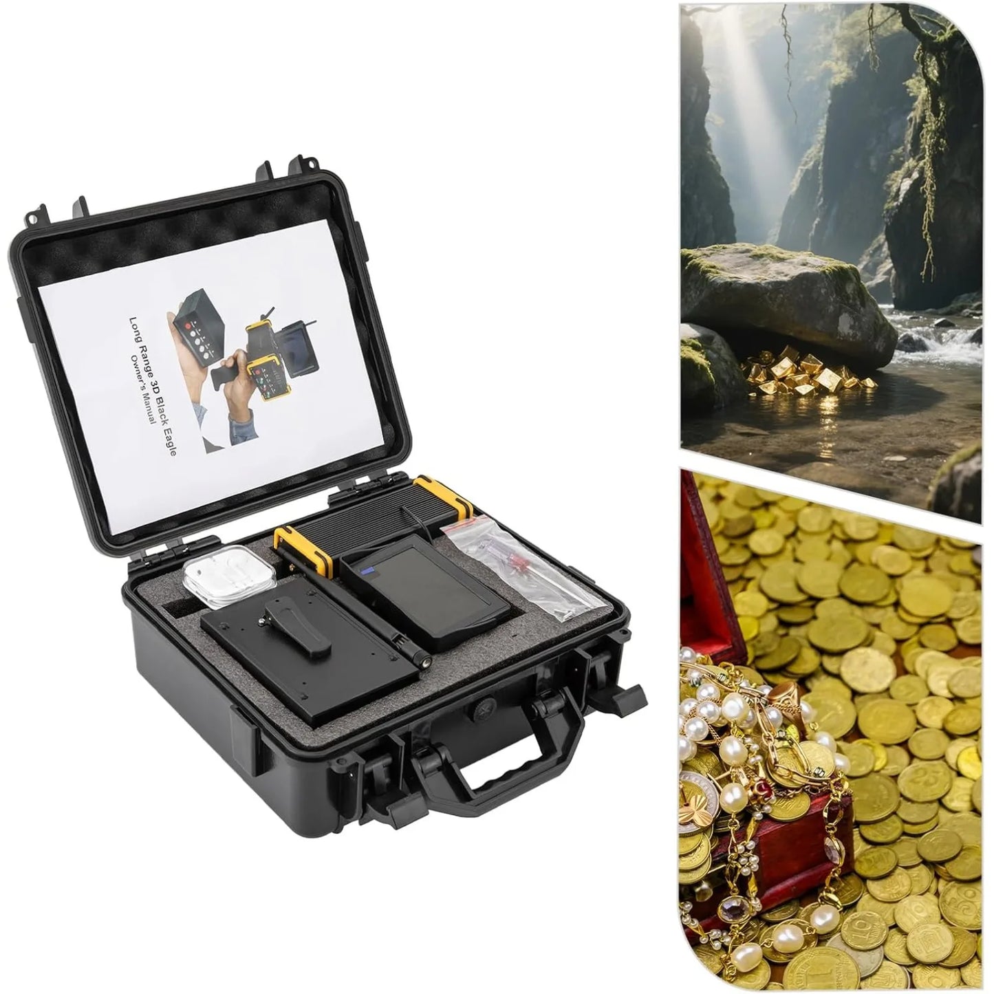 Professional Metal Detector w/ LCD Screen, Underground Silver Copper Diamond, Automatic 360° Search