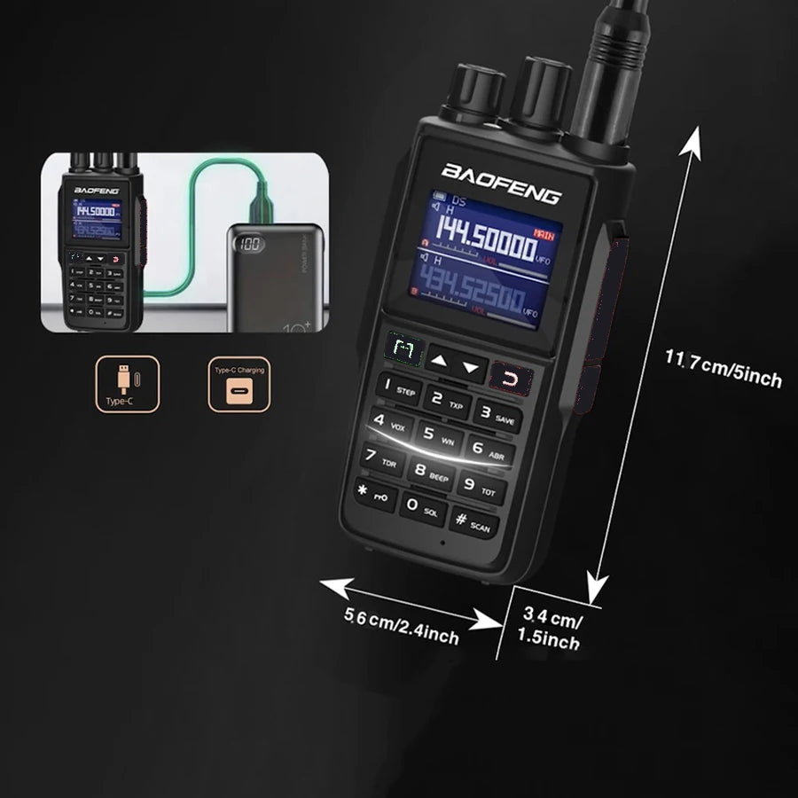 1/2PCS UV-22 intercom long-distance USB Type-C large capacity NOAA 999CH FM two-way radio