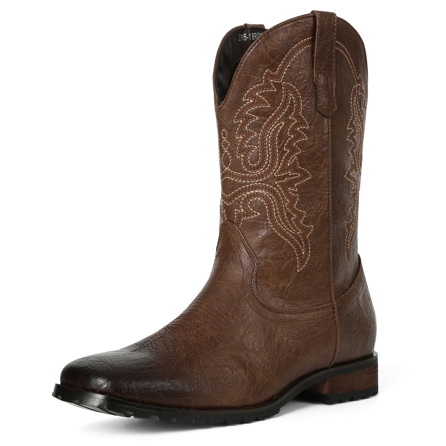 Plus size 12.5 New Fashion Retro Square Toe Neutral Cowboy Boots Luxury Embroidered Concise
