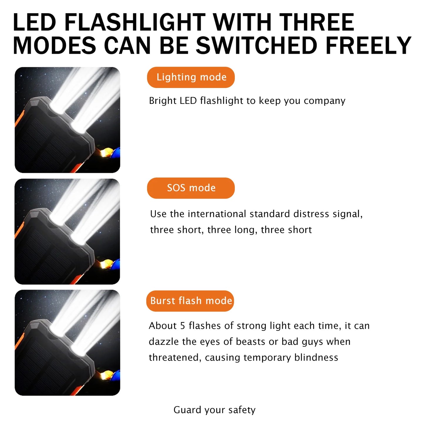 20000mAh Solar Power Bank Portable Charger Waterproof Dual 5V USB Ports 2 LED Light Flashlight Cell