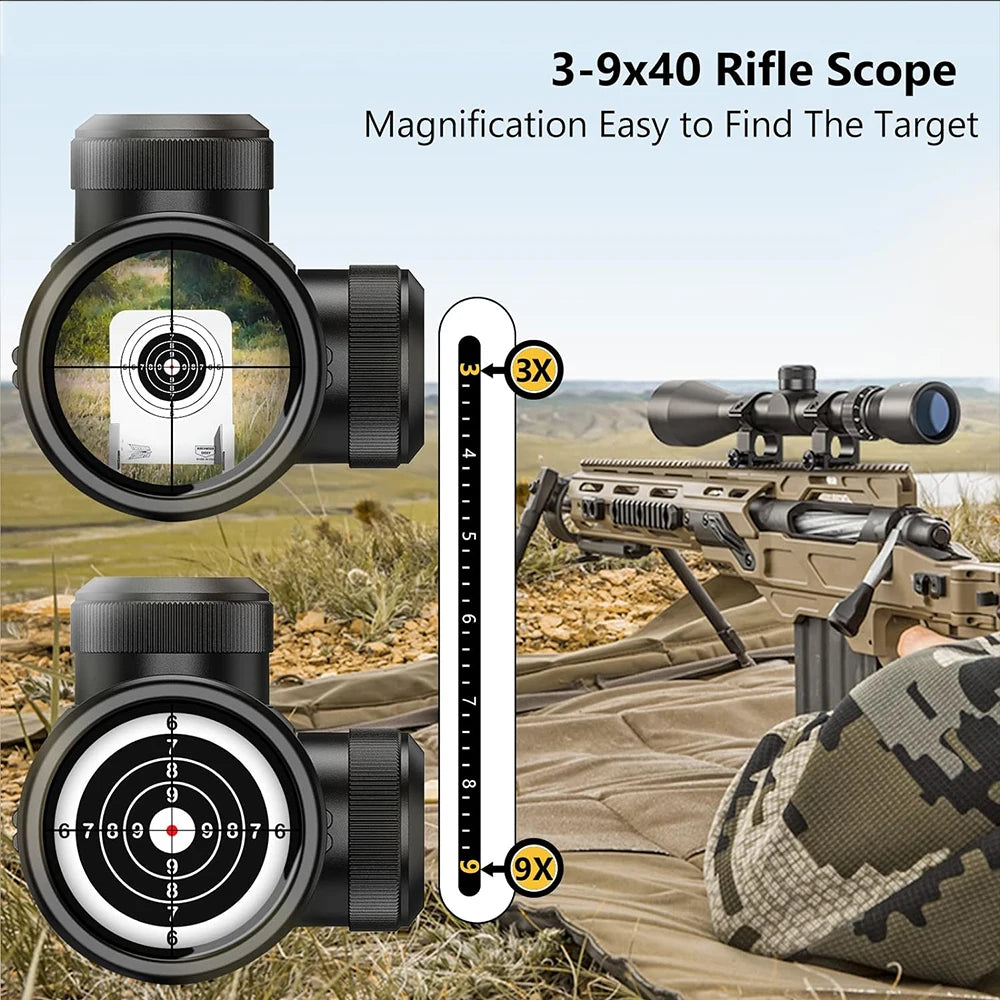 3-9X40 Hunting Deer Air Rifle Scope Wire Rangefinder Reticle Crossbow Mil Dot Reticle Optical Sights