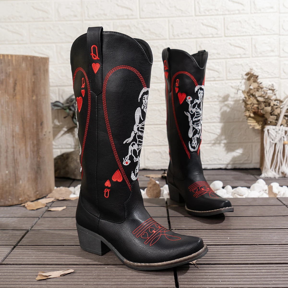 Women's fashion embroidered western cowboy boots