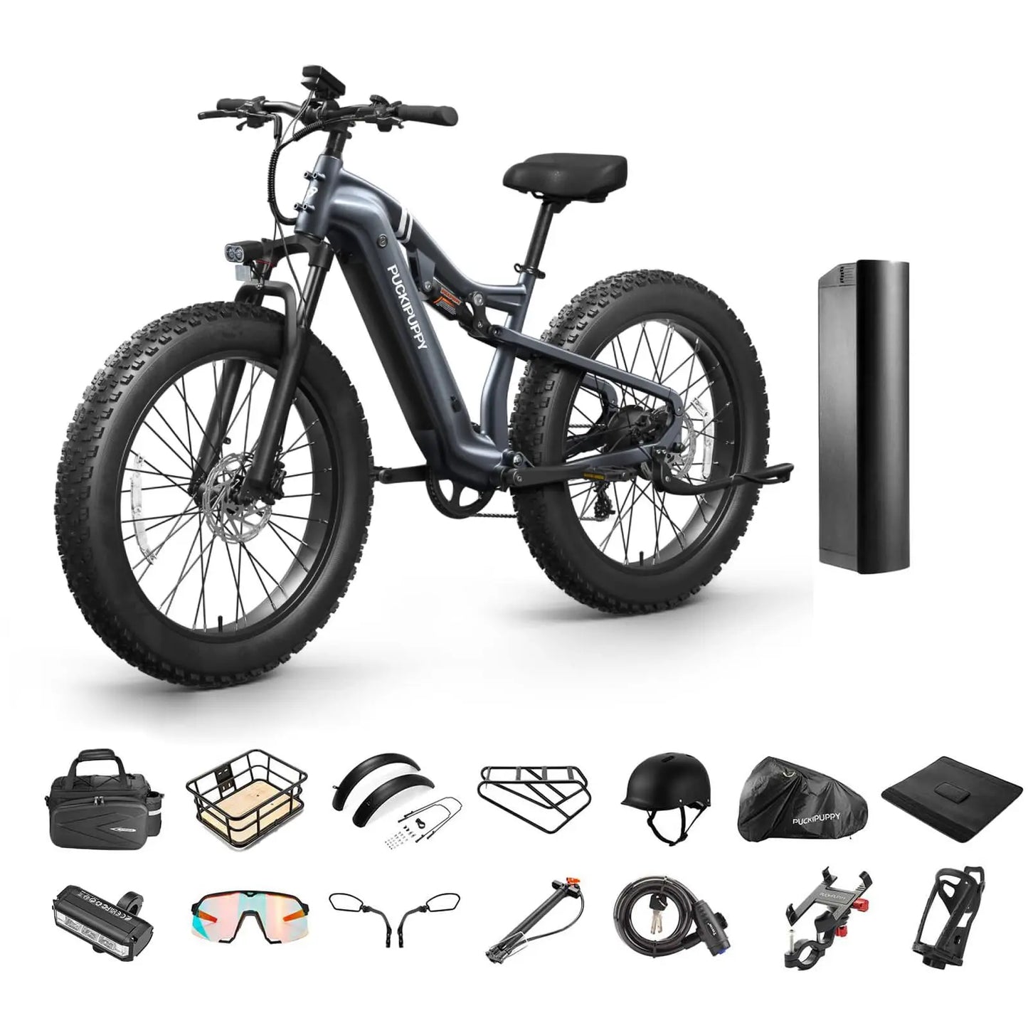 PUCKIPUPPY Lab-pro E-Bike 26" Fat Tire Full Suspension Mountain1350W 48V 20AH Ebike 2-Yr Warranty